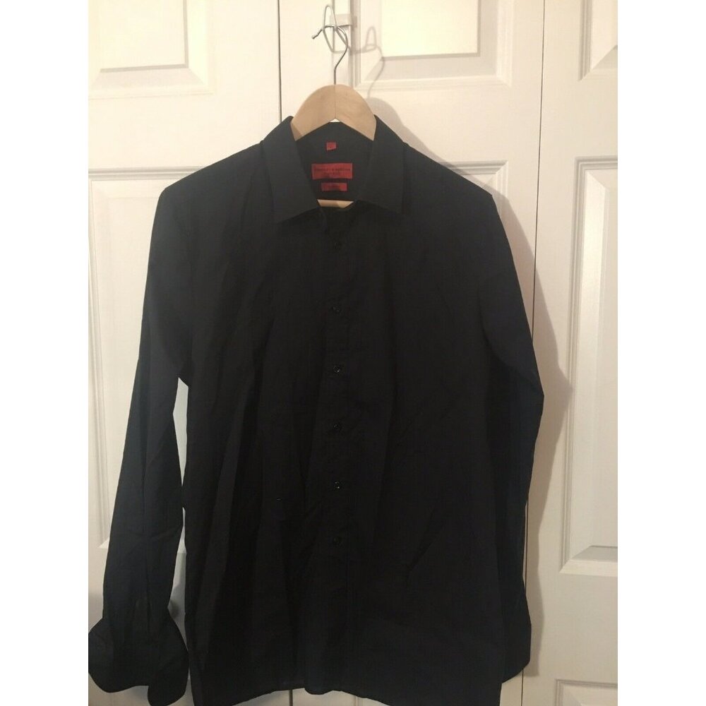 Finshley & Harding button up long sleeve shirt Black Mens‎ Sz 42 Slim Fit